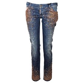 Dsquared2 Vaqueros pitillo con adornos de cristal Azul