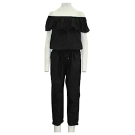 Brunello Cucinelli-Off the Shoulder Black Jumpsuit -Black