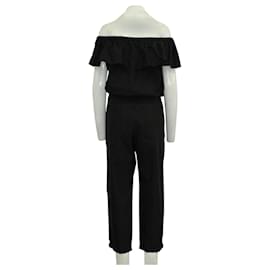 Brunello Cucinelli-Off the Shoulder Black Jumpsuit -Black