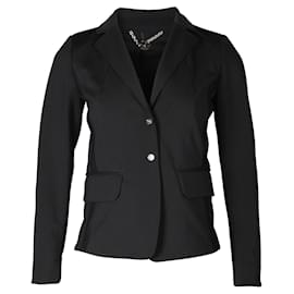 Marella-Cropped Black Jacket with Mesh Detail-Black