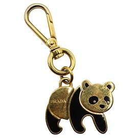 Prada Panda Bear Key Ring & Bag Charm Golden Metallic