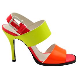 Jil Sander Amarillo neon, Sandalias de tacón rosa y naranja Otro
