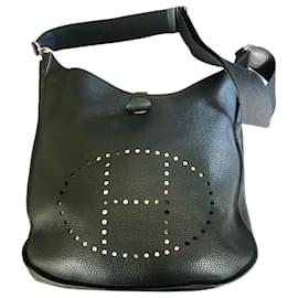 Hermès-Black leather Evelyne XL bag-Black