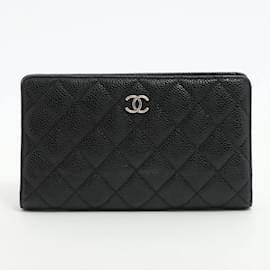 Chanel-Black Matelasse Caviarskin Leather Chanel Wallet-Black
