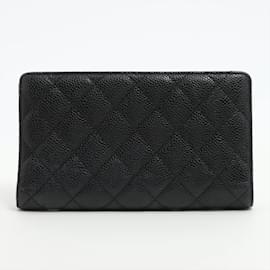 Chanel-Black Matelasse Caviarskin Leather Chanel Wallet-Black
