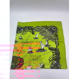 Hermès-Yellow Hermes Printed Scarf-Yellow