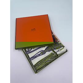 Hermès-White Hermes Printed Scarf-White