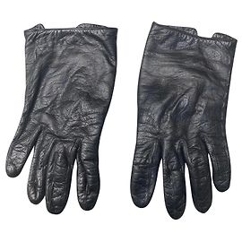 Lindas luvas de couro com interior vintage de lã Dior Preto
