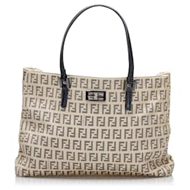 Fendi-Fendi Brown Zucchino Tote-Brown,Beige