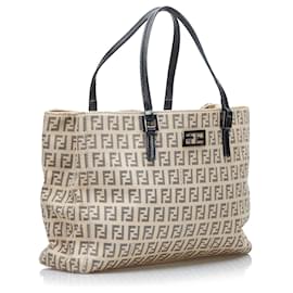 Fendi-Fendi Brown Zucchino Tote-Brown,Beige