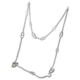 Hermès baile alegre 160 cm Largo Collar Plata 925 caja a estrenar Hardware de plata