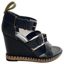 Chanel Black Leather Sandals Black