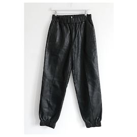 Calça de corrida de couro Ganni Preto