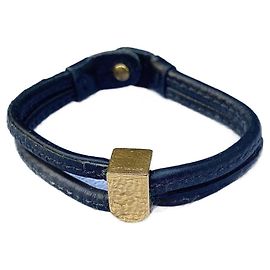 Splendido bracciale Delvaux in pelle e oro Nero Gold hardware