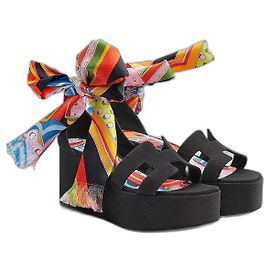 Hermès Eole 35 sandals black deerskin Black