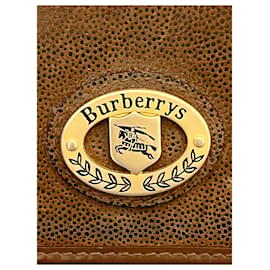 Burberry-Sac à bandoulière vintage Burberry en cuir et toile-Multicolore,Beige