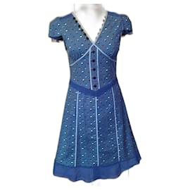 Marc Jacobs-MARC JACOBS BRANDEBOURGS SPRING DRESS DRESS RUFFLES TULLE T UK 6 or 36/38-Blue