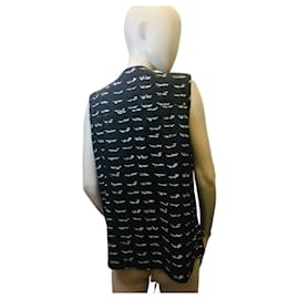 Autre Marque-Patterned blouse with ruffles Eggs-Black,White