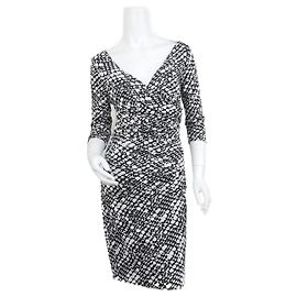 Diane Von Furstenberg DvF Bentley SJ Seidenkleid Schwarz Weiß