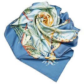 Hermès Echarpe de Seda Aloha Azul Hermes Azul