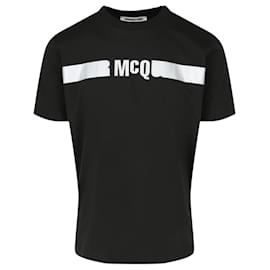Autre Marque-McQ Alexander McQueen Printed Logo Stripe T-Shirt-Black