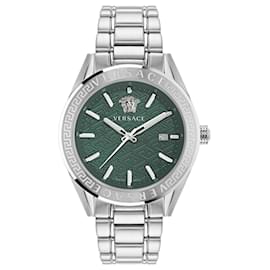 Versace-Relógio Pulseira Versace V-Code-Prata,Metálico