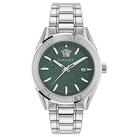 Versace V-Code-Armbanduhr Silber Metallisch