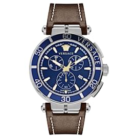 Versace-Versace Greca Chrono Strap Watch-Metallic