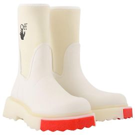 Off White New Rainboot Sponge White Red Boots White