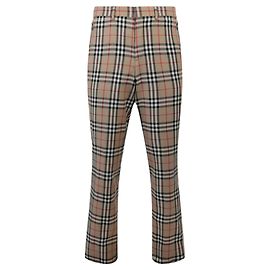 Burberry Tailored Check Wool Pants Brown