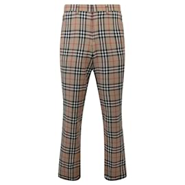 Burberry-Burberry Tailored Check Wool Pants-Brown