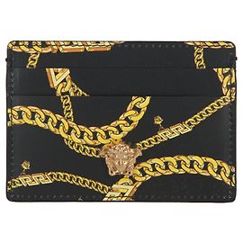 Versace La Medusa Chain Print Card Holder Black