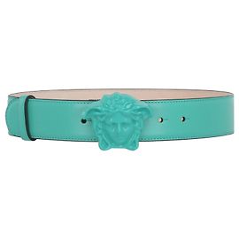 Cinto Medusa de Couro Versace Azul