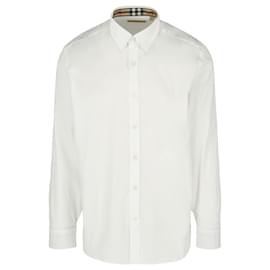 Burberry-Burberry Poplin Embroidered Logo Shirt-White