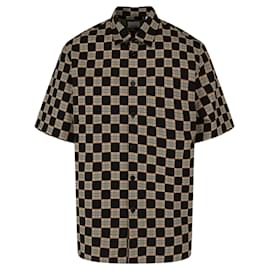 Burberry-Burberry Checkered Cotton Shirt-Brown