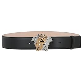 Versace-Cinto de Couro Versace La Medusa Greca-Multicor