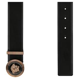 Versace-Versace Enamel Medusa Leather Belt-Black