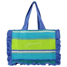 Borsa Tote all'Uncinetto - Ganni - Blu Curacao - Cotone Blu