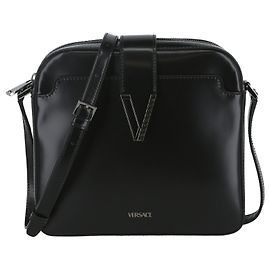Versace V Greca Signature Messenger Bag Black