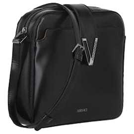 Versace-Versace V Greca Signature Bolsa Mensageiro-Preto