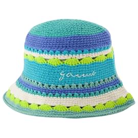 Ganni-Chapéu de Crochê - Ganni - Blue Curaçao - Algodão-Azul
