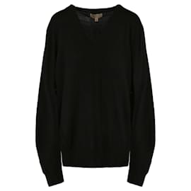 Burberry-Burberry V-Neck Cashmere Sweater-Black