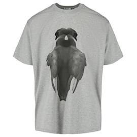 Burberry-Burberry Swan-Print Oversized T-Shirt-Grey