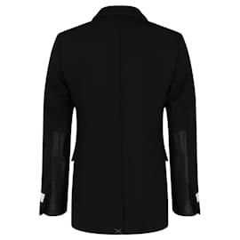 Burberry-Maßgeschneiderte Jacke aus Burberry-Ledermanschette aus Wolle-Schwarz
