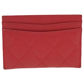 Chanel-CHANEL Card Case Caviar Skin Red CC Auth yk5944-Red