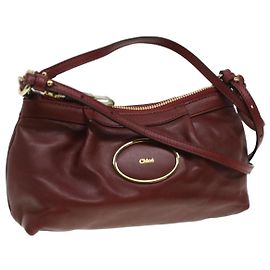 Chloé Chloe Victoria Accessory Pouch Leather 2way Red 03-10-51-5955 Auth yk5928 Red