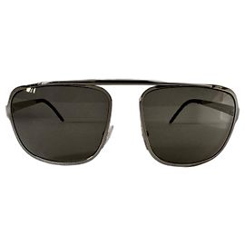 Yves Saint Laurent Óculos de sol vintage de metal prateado Hardware prateado