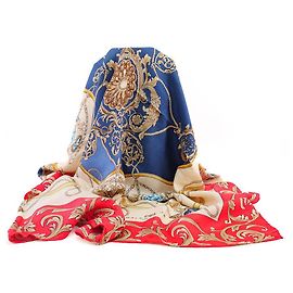Balenciaga Vintage silk square Red Blue Golden