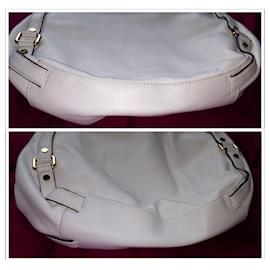 Michael Kors-Bedford Large Calf Leather White Hobo Shoulder Bag-White