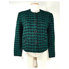 Sandro Houndstooth Wool Blazer Green Green